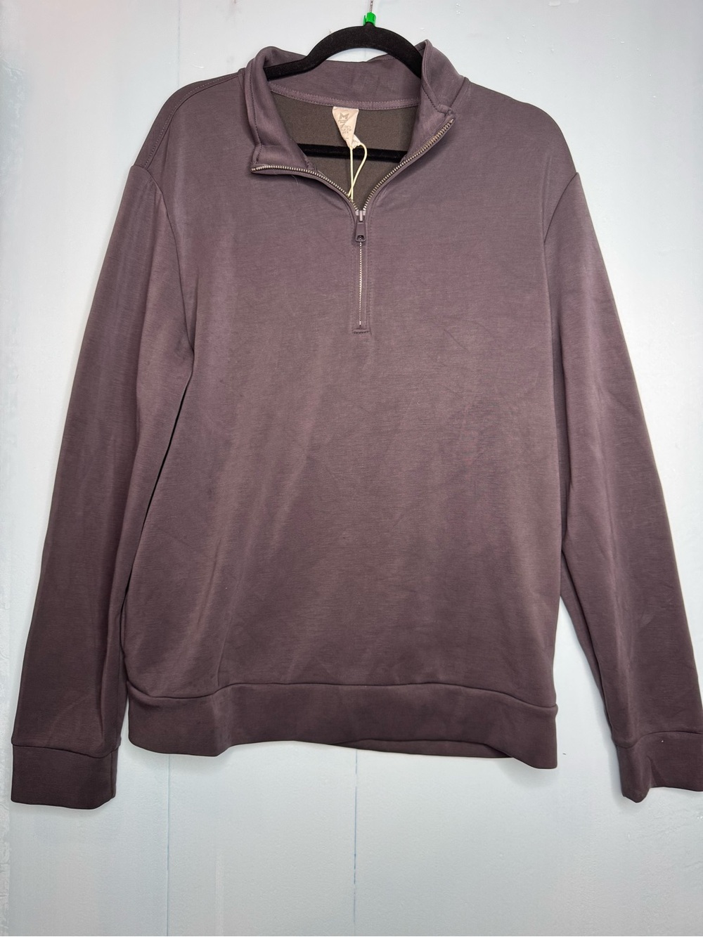NWT LARGE Member's Mark Men Sandwash Quarter-Zip Gray A0216